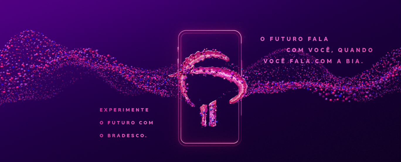 #Pracegover Texto: Para você ir mais longe, um Banco que está sempre perto. Seja super Consignado Bradesco Contrate e concorra a R$ 1 MILHÃO em prêmios. Imagem: moça de cabelos curtos e camisa jeans sopra confetes brilhantes que estão em suas mãos.