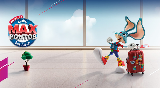 #PraCegoVer Texto: CLUBE MAX PONTOS BRADESCO - Agora você guarda dinheiro, concorre a prêmios e ainda pode comprar pontos Livelo.